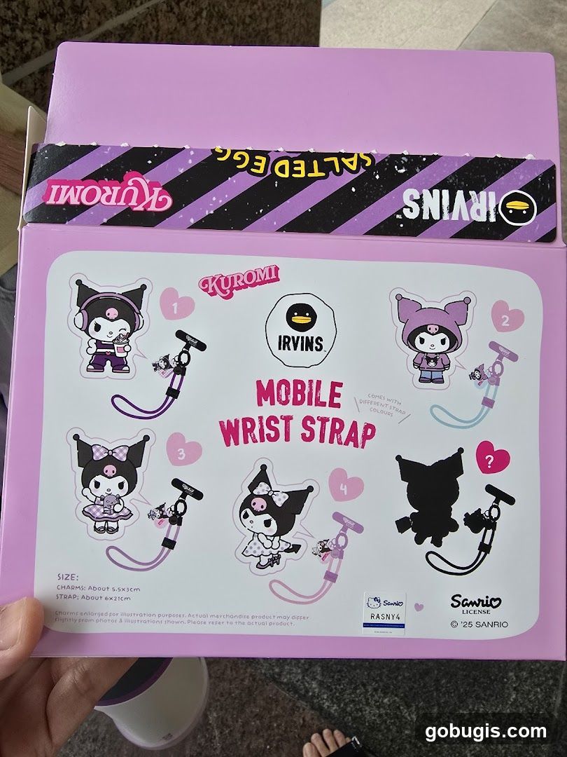 Kuromi x Irvins Mobile Wrist Strap Packaging