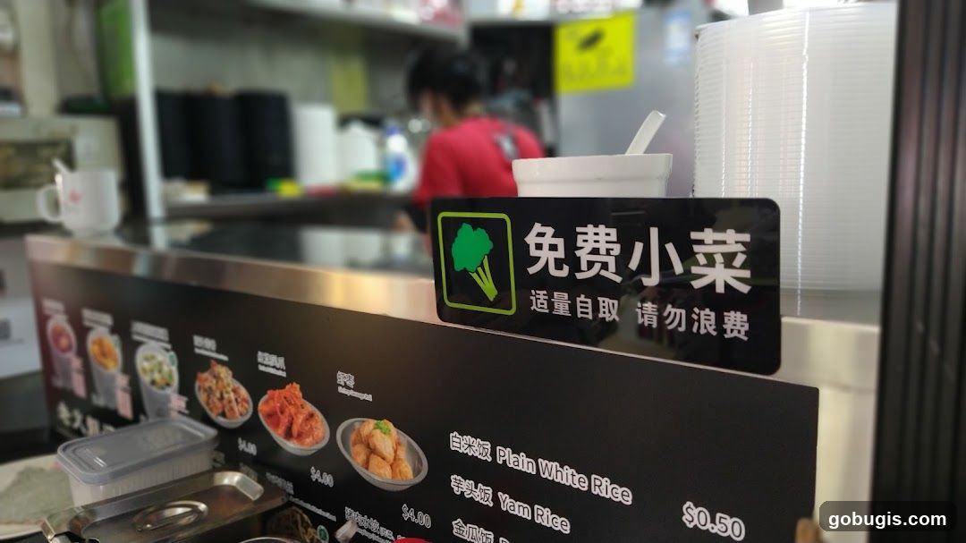 Food stall menu with free vegetables