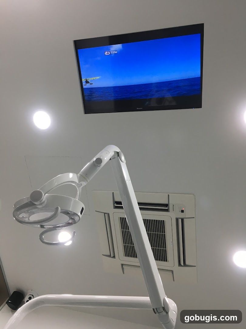 Ceiling mounted equipment in a room