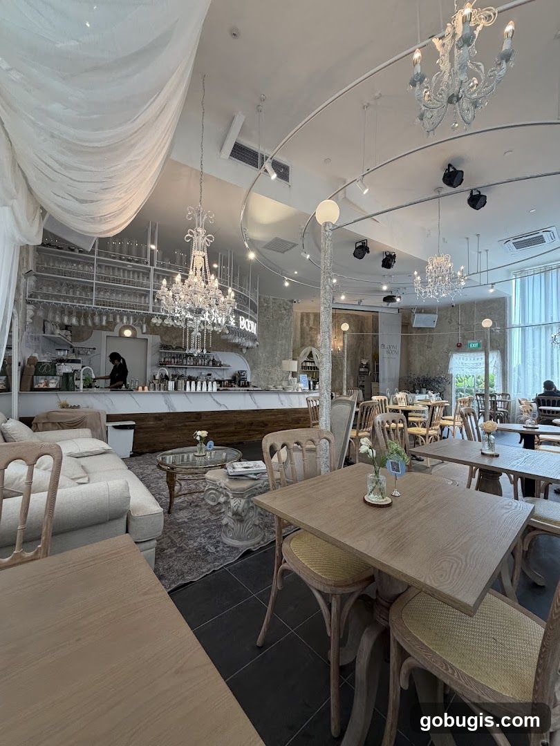 Cafe Interior with Chandeliers