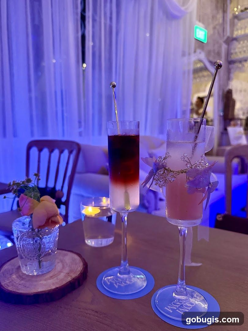 Two cocktails on a table