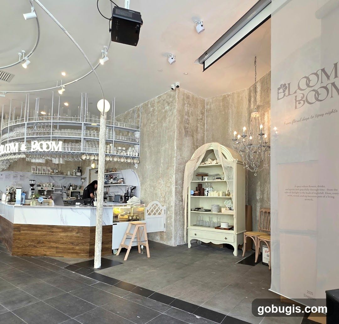 Cafe Interior with Floral Theme