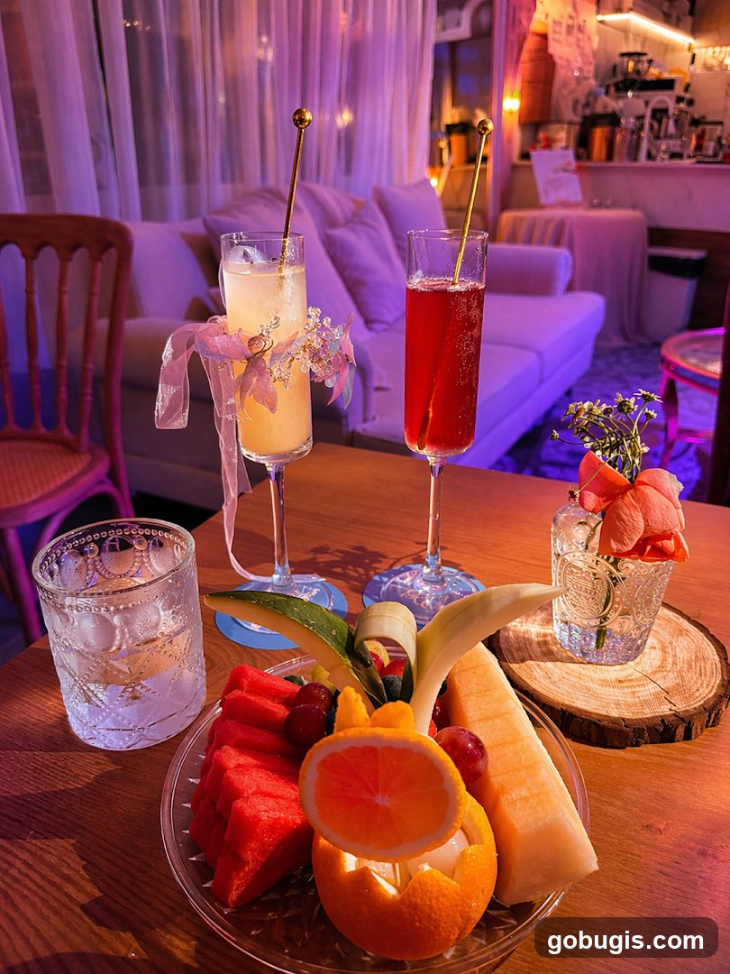 Cocktails and Fruit Platter