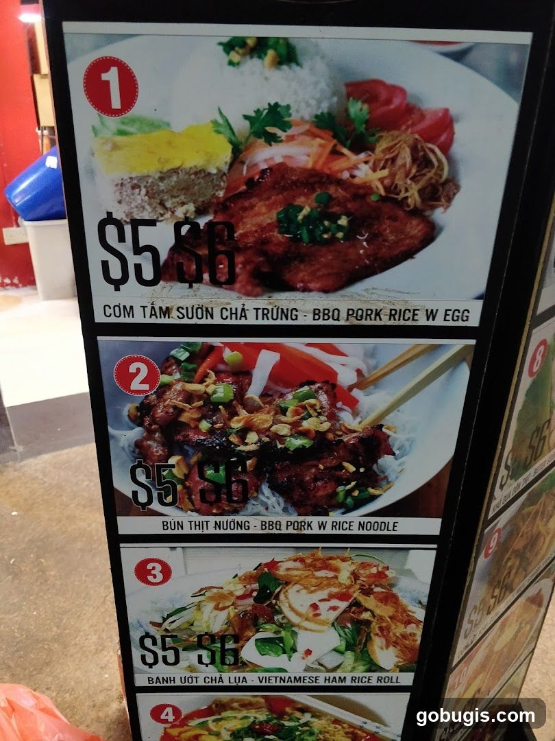 Vietnamese Food Menu Display