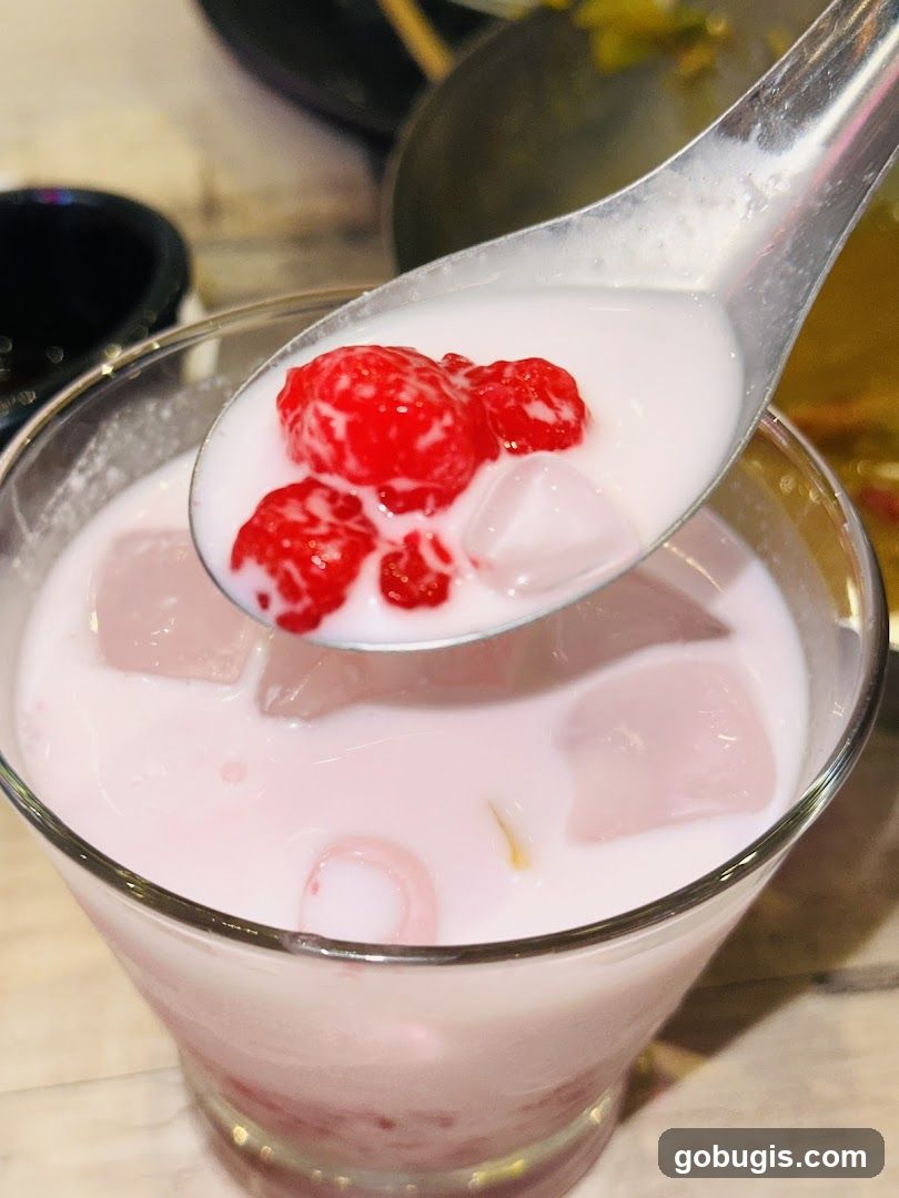 Dessert Drink with Red Spheres