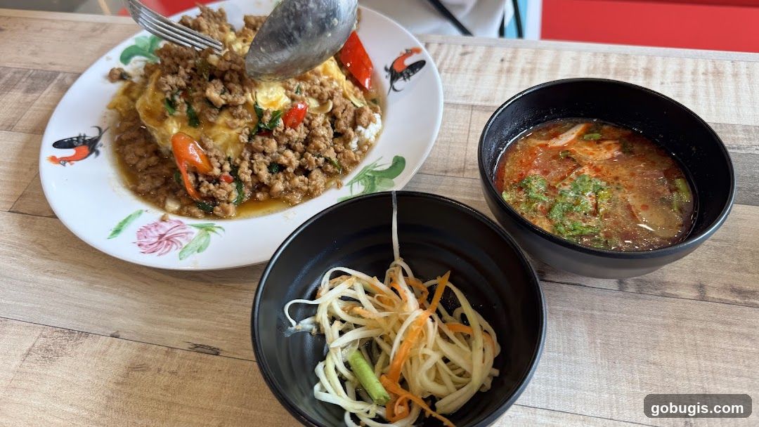 Thai Basil Stir Fry with Rice and Soup