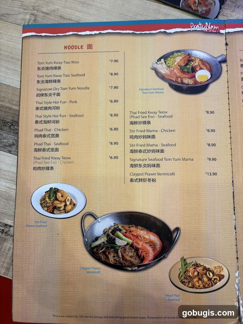 Pratu Nam Plus Noodle Menu
