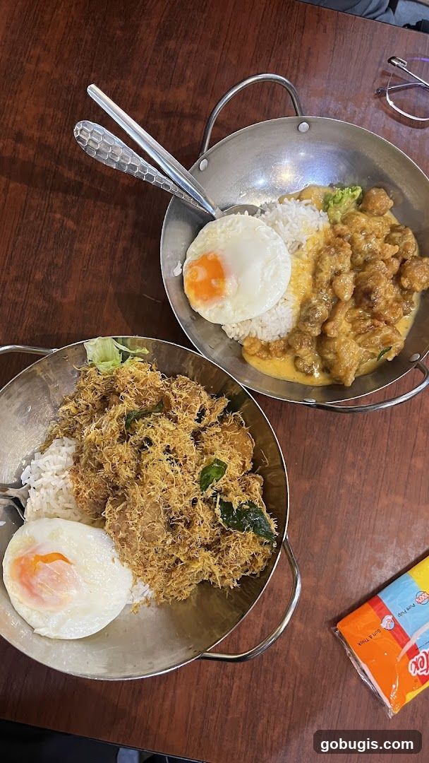 Two Rice Dishes with Fried Eggs