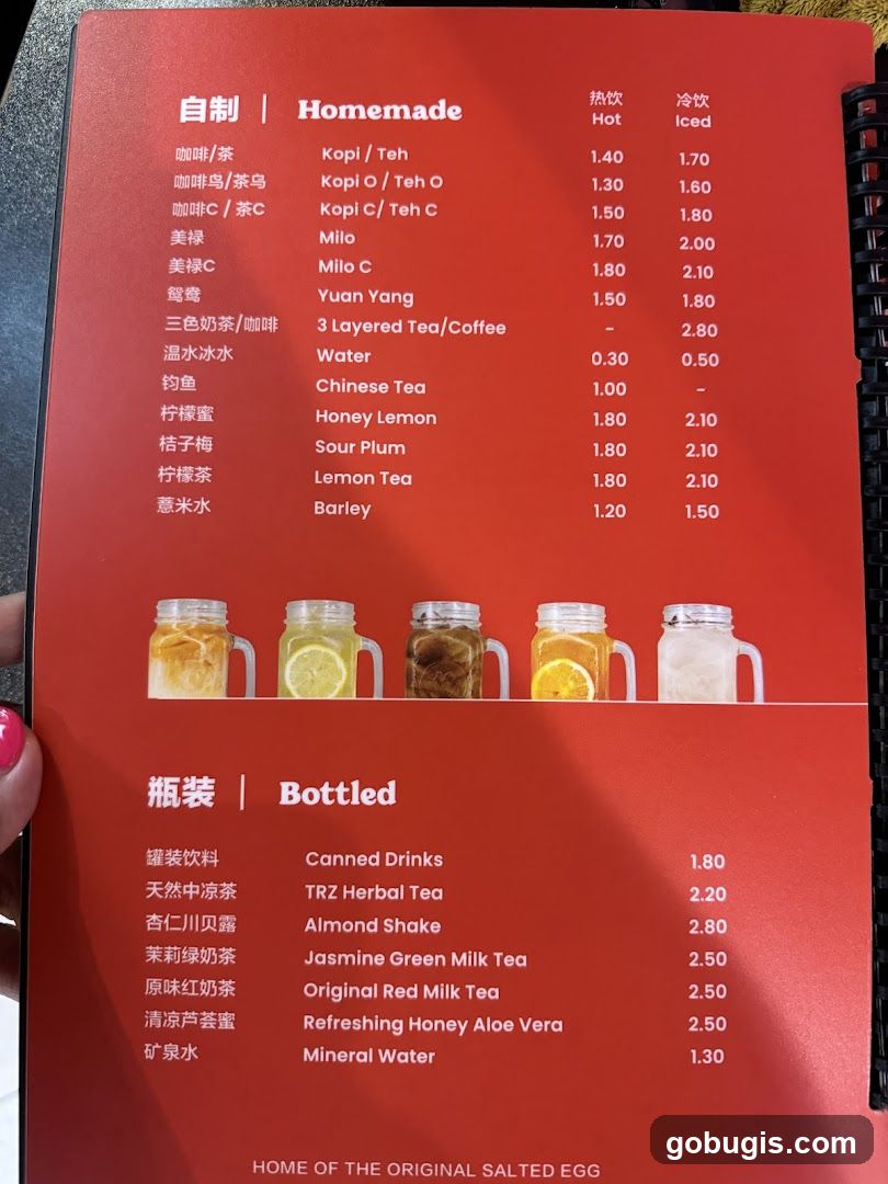 Homemade and Bottled Drinks Menu