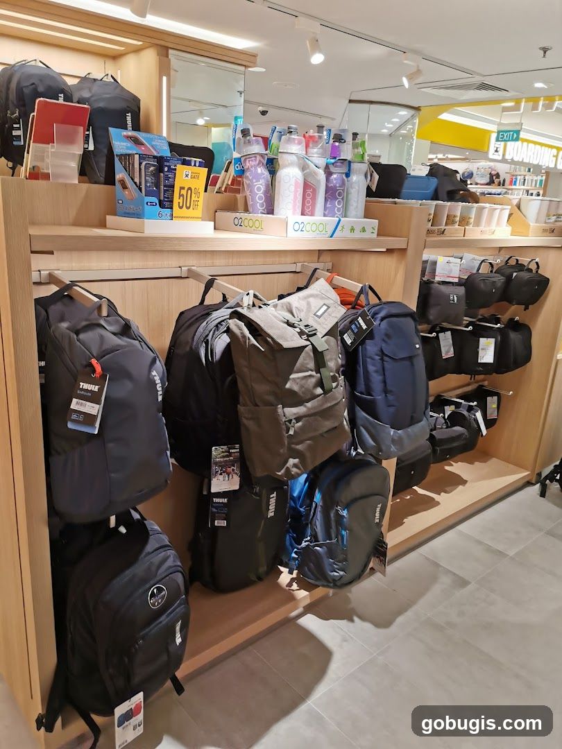 Backpacks and Water Bottles Display