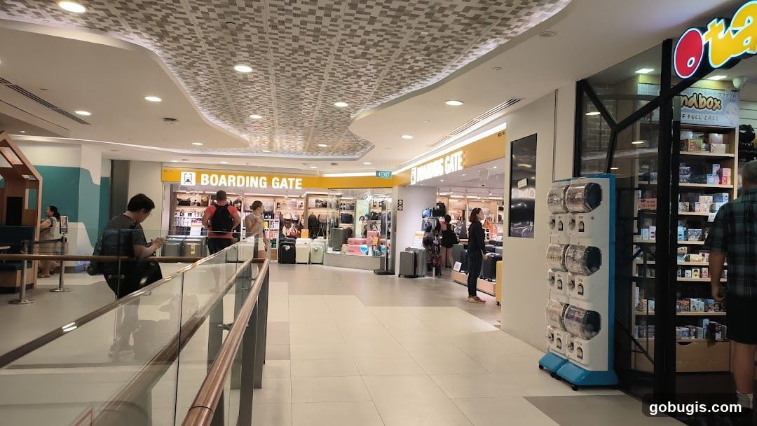 Shopping mall interior with stores