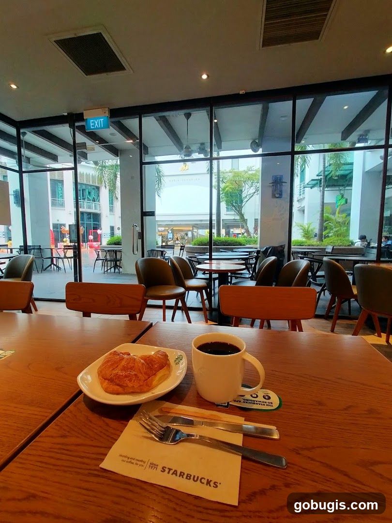Starbucks Coffee and Croissant