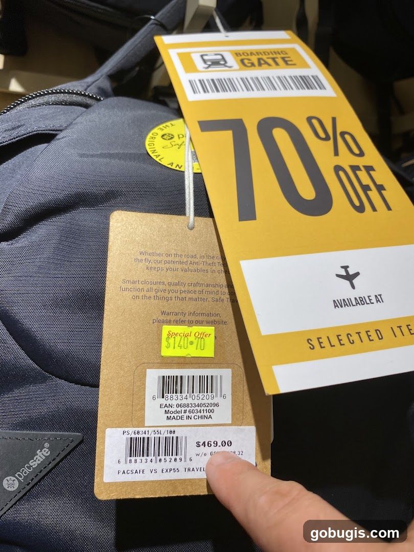 Backpack with Sale Tags