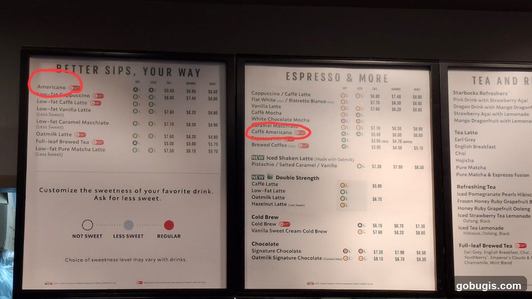 Starbucks Menu