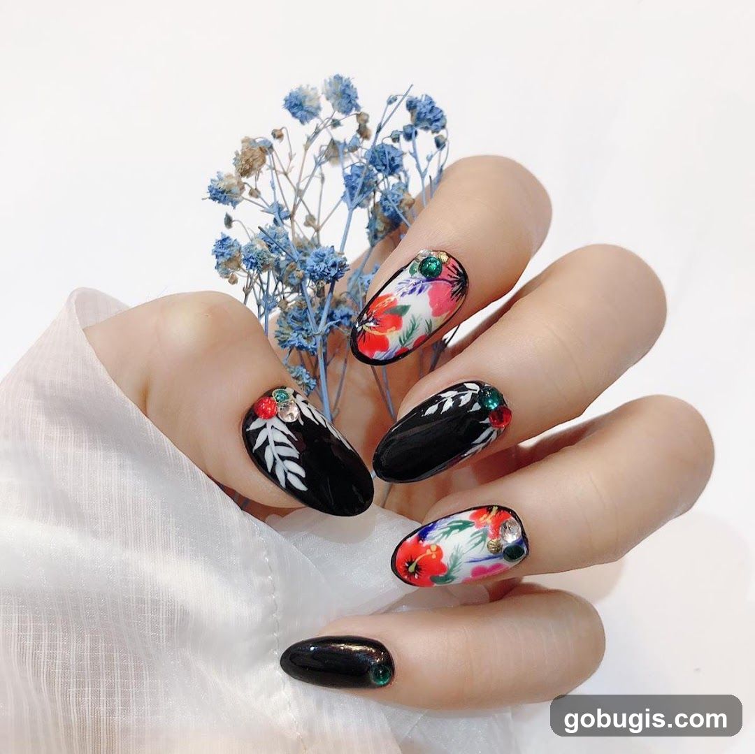 Nail Art with Floral Design