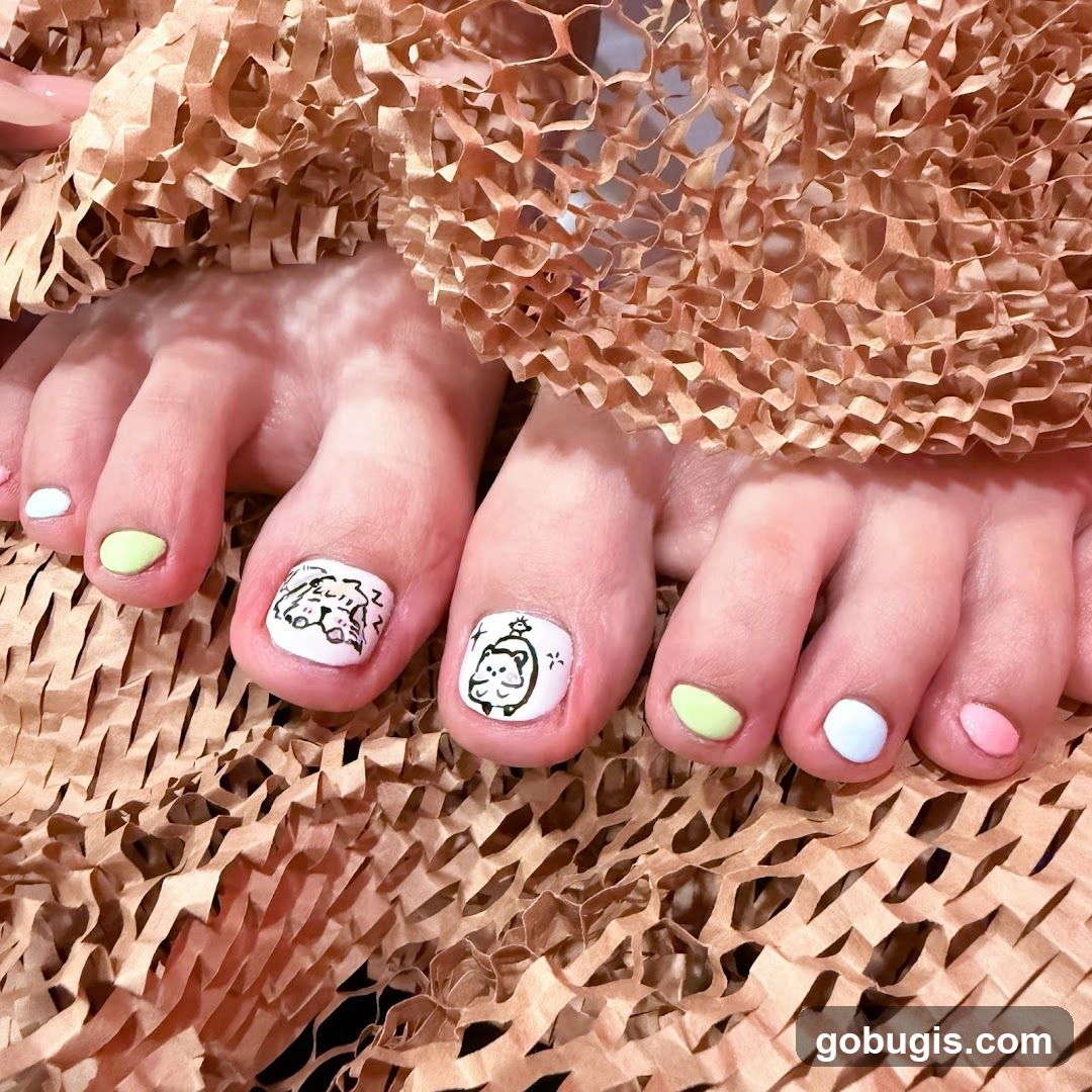 Toenails with cartoon designs