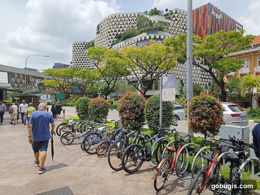 Bicycles parked outside a modern building
