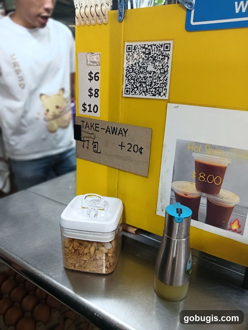 Food stall pricing and payment information