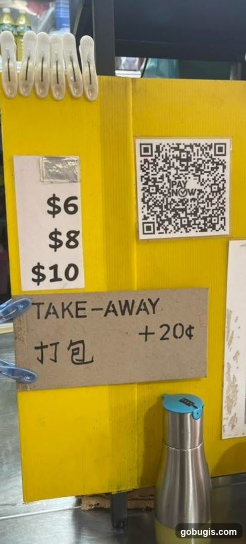 Take-away prices and QR code
