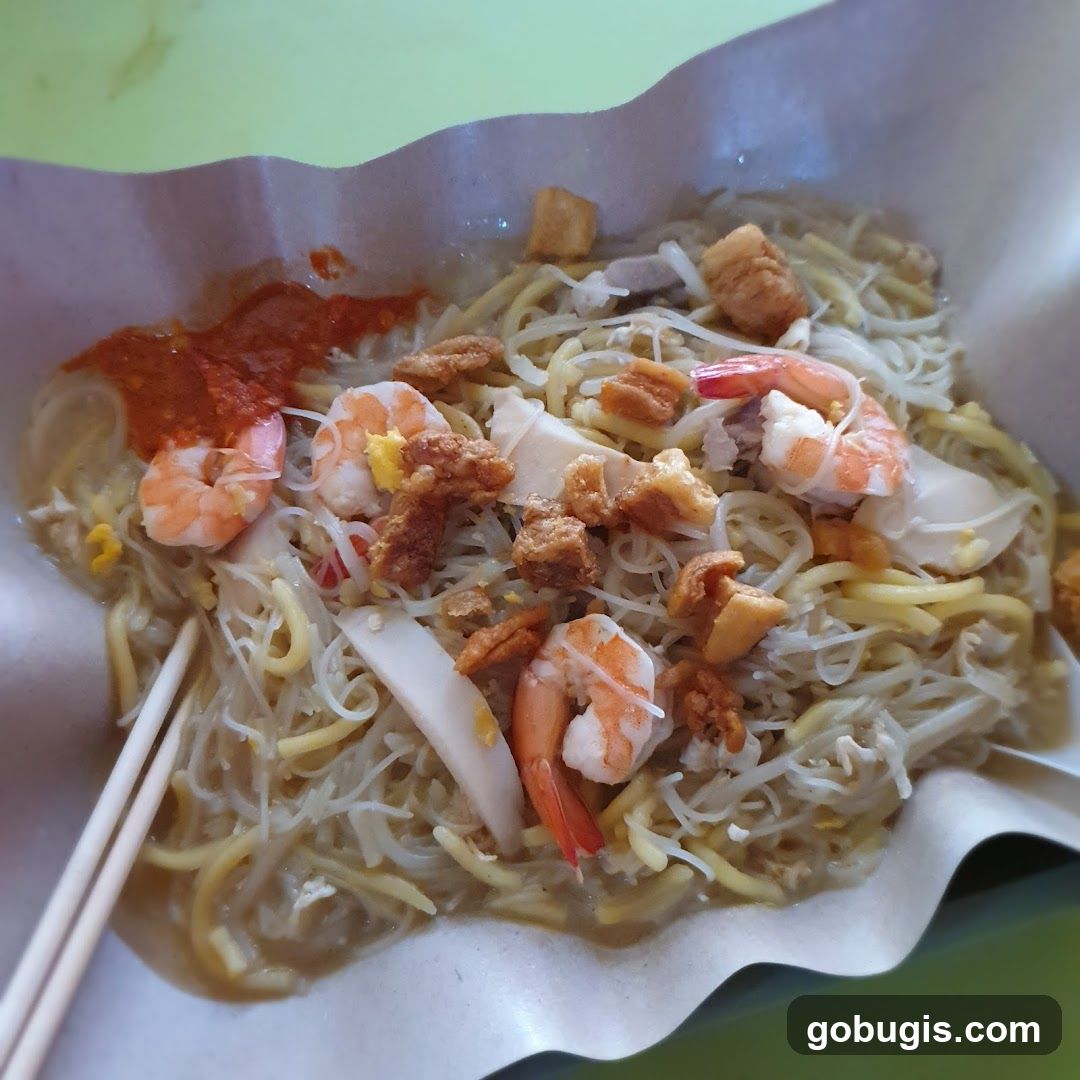 Noodles with Shrimp and Crispy Bits
