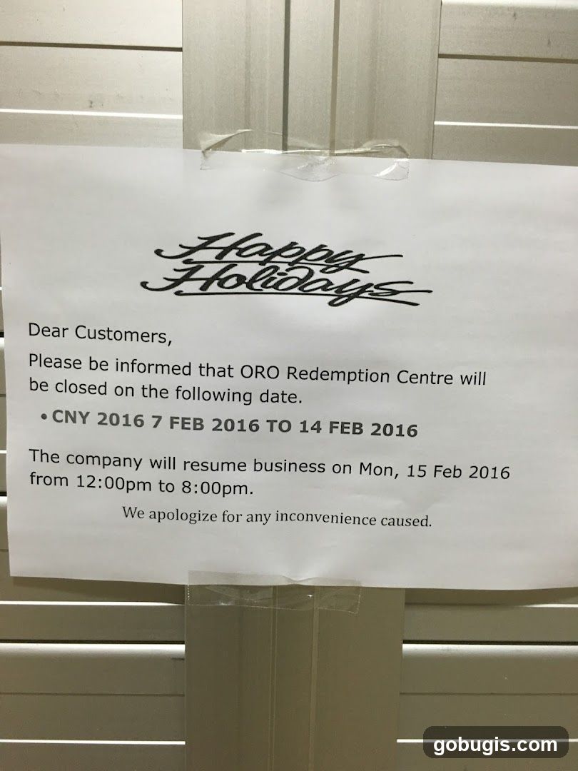 Holiday Closure Notice