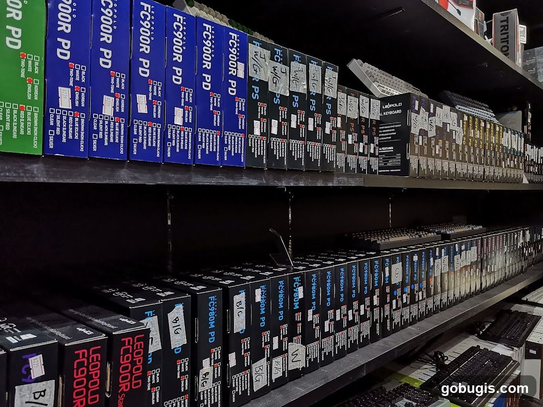 Computer Keyboards on Shelves