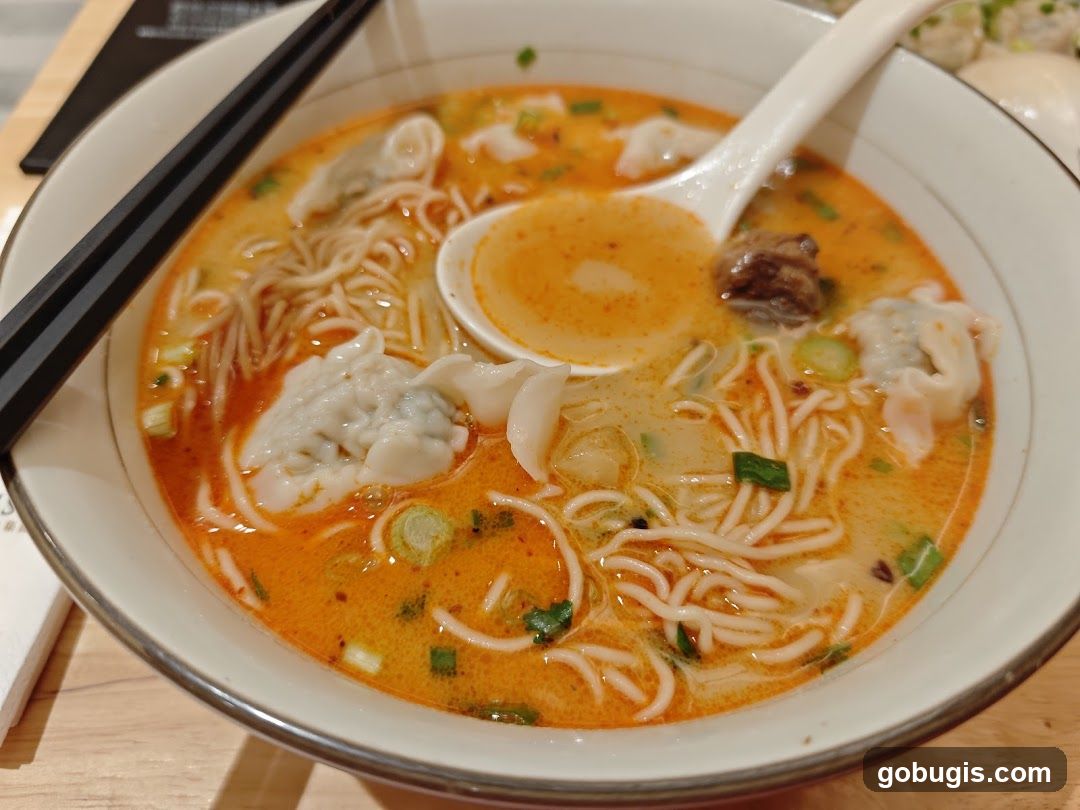 Spicy Noodle Soup with Dumplings