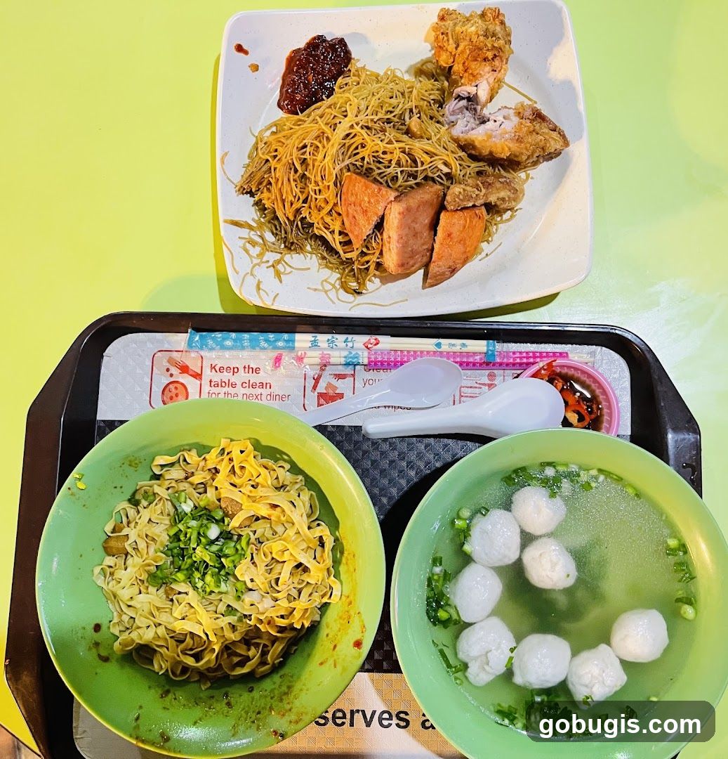 Noodles with Fried Chicken and Meat