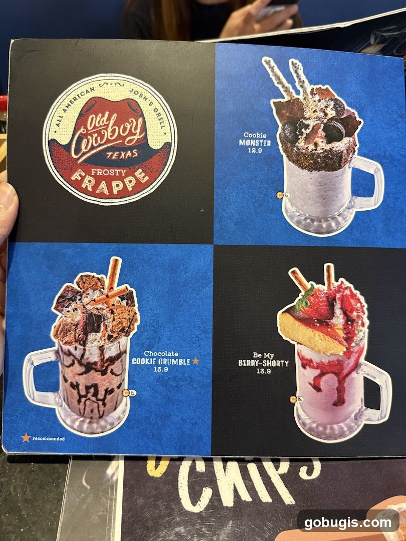 Old Cowboy Frosty Frappe Menu