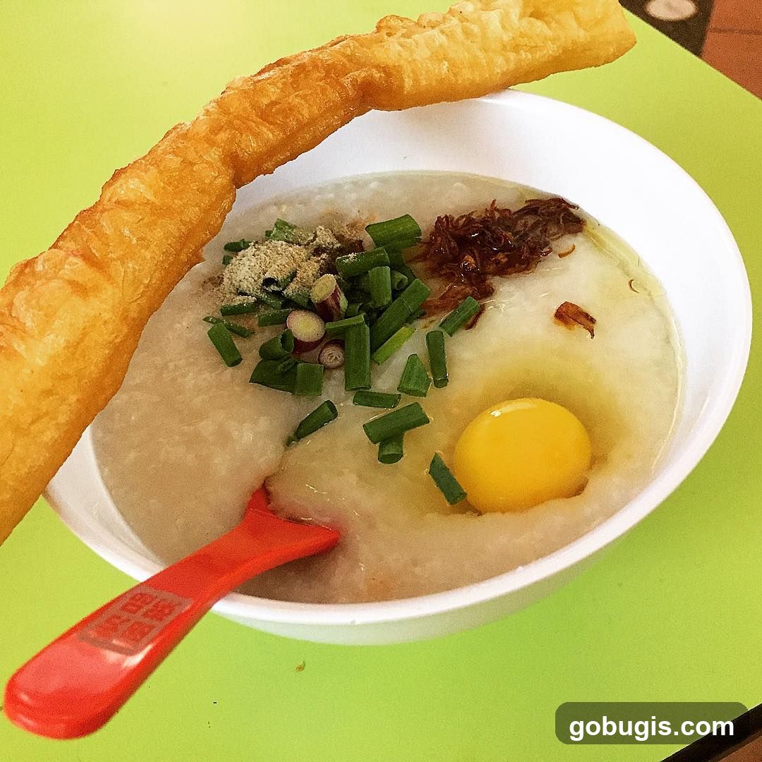 Congee with Egg and Fried Dough Stick
