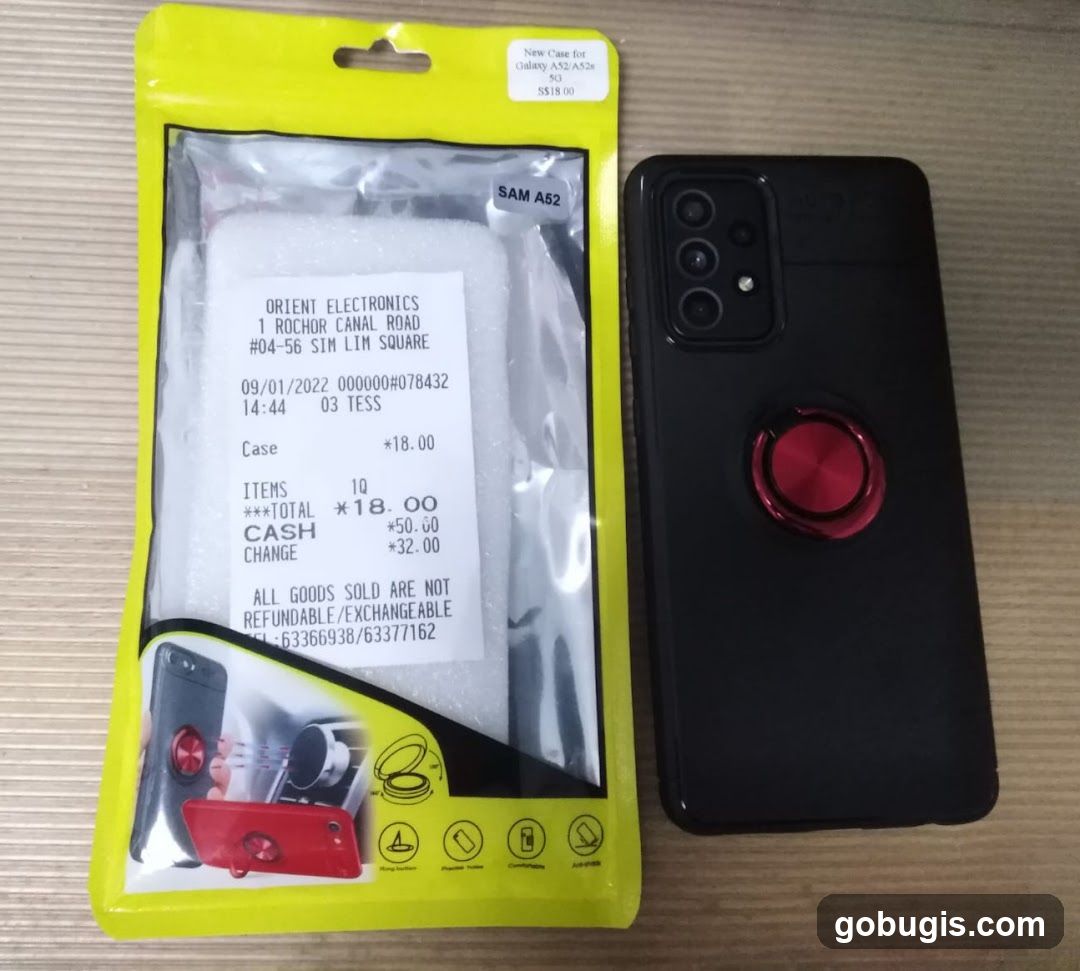 Phone Case and Receipt