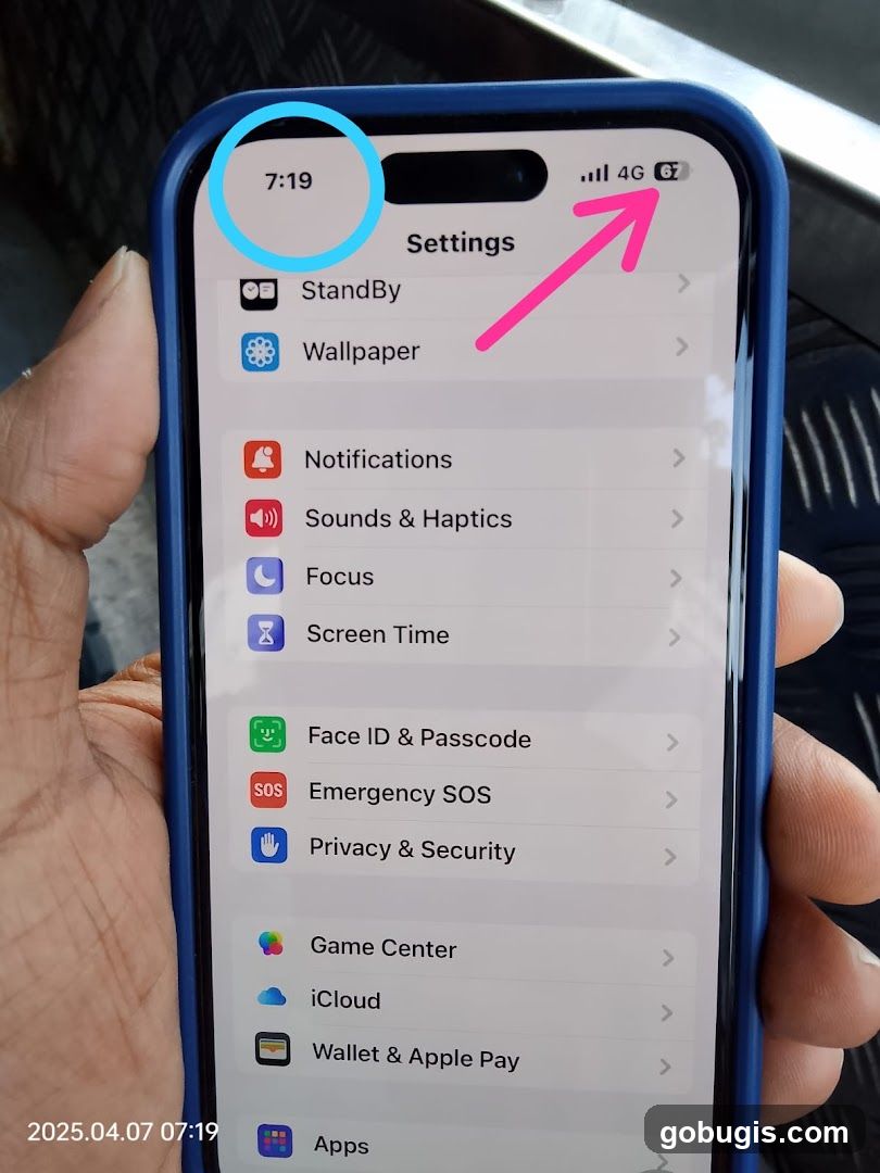 iPhone Settings Screen