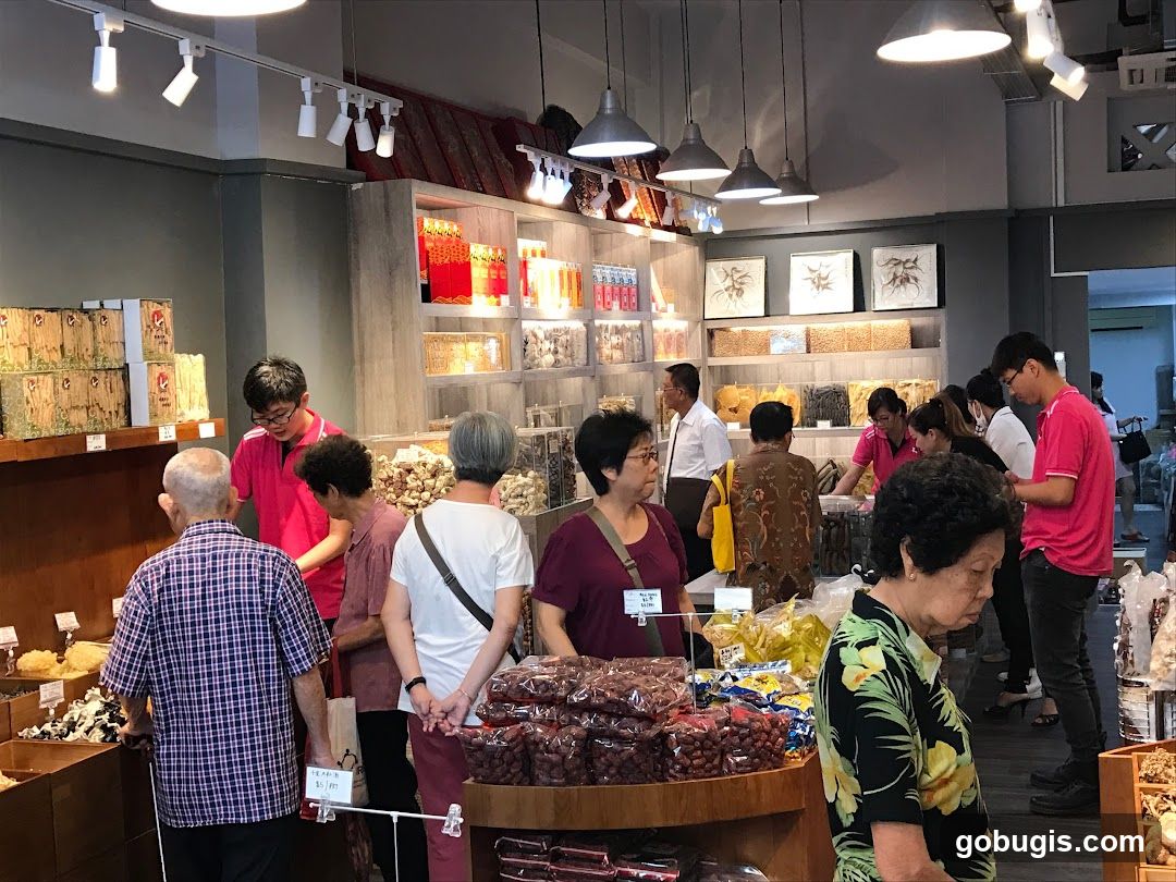 Customers browsing in a dried goods store