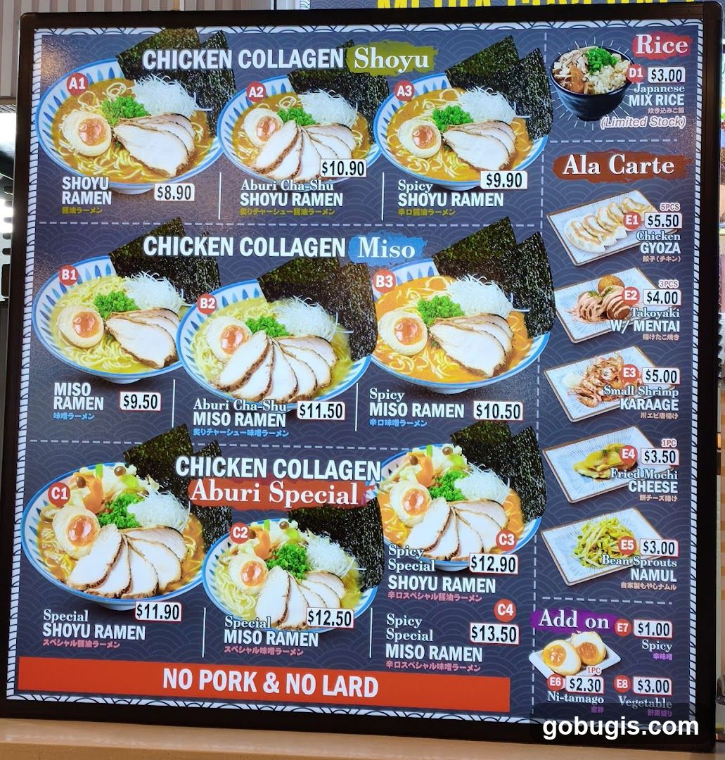 Chicken Collagen Ramen Menu
