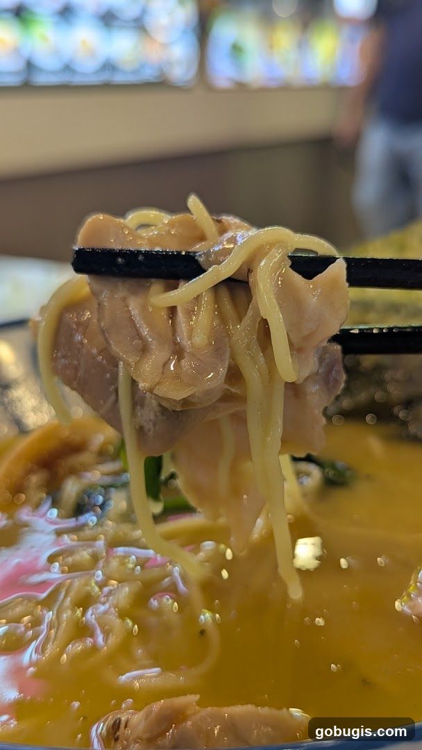 Close-up of Ramen Noodles and Chicken