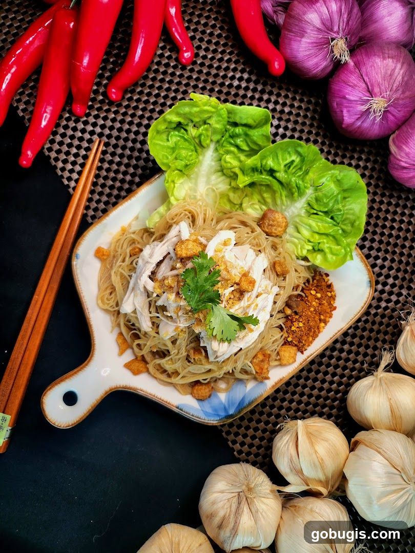 Noodle Dish with Chicken and Garnishes