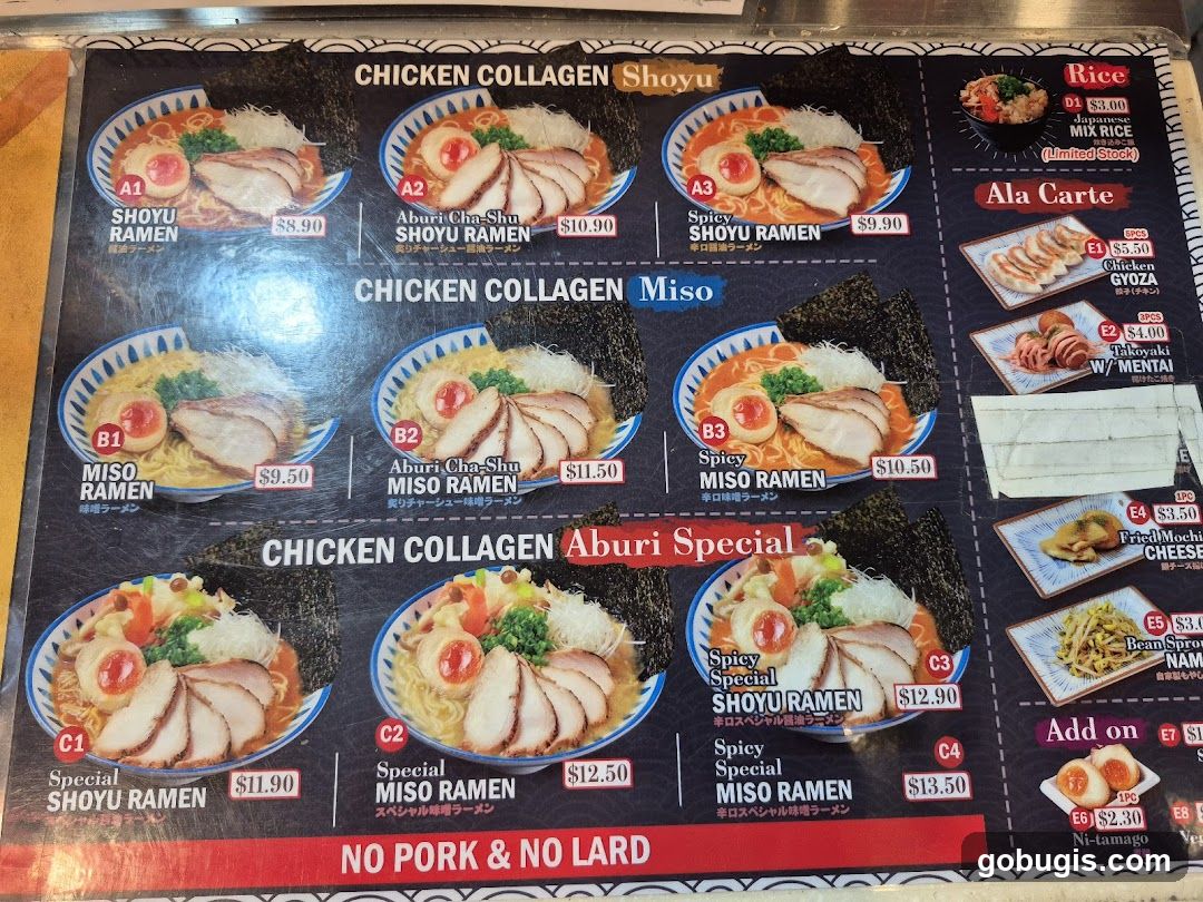 Chicken Collagen Ramen Menu