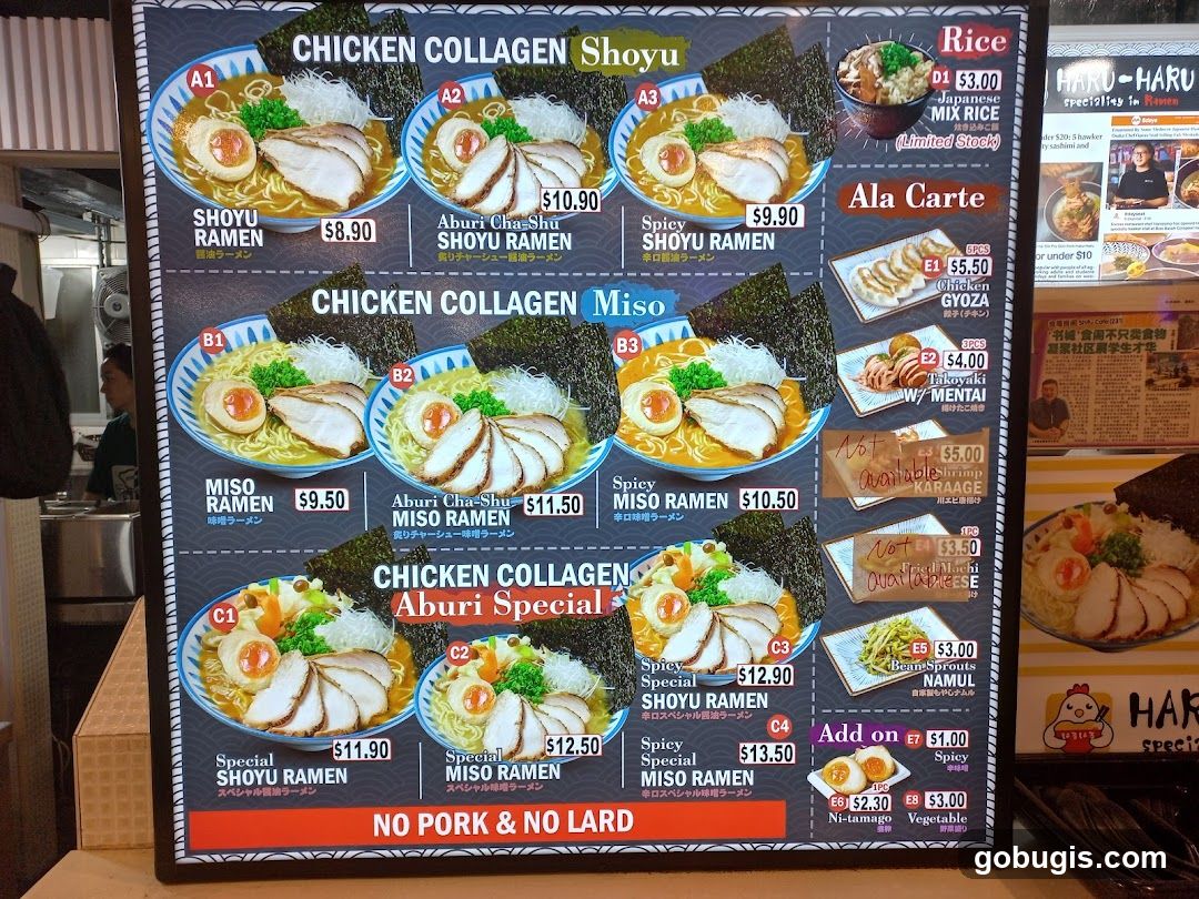 Haru-Haru Ramen Menu