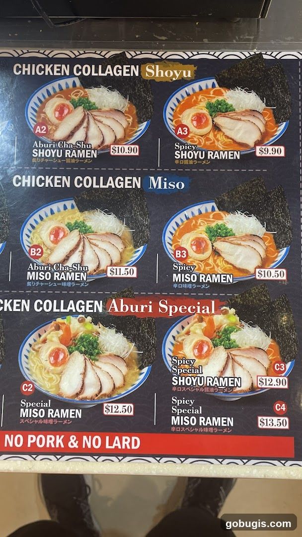 Chicken Collagen Ramen Menu