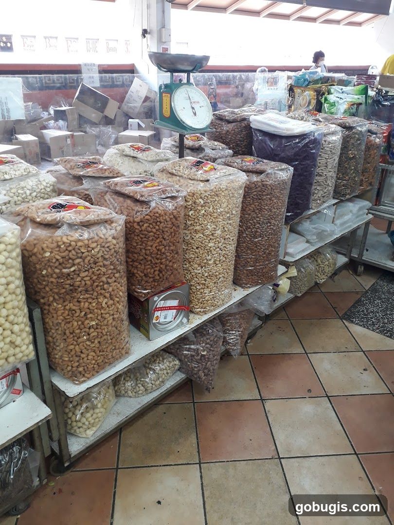 Nuts displayed in a market