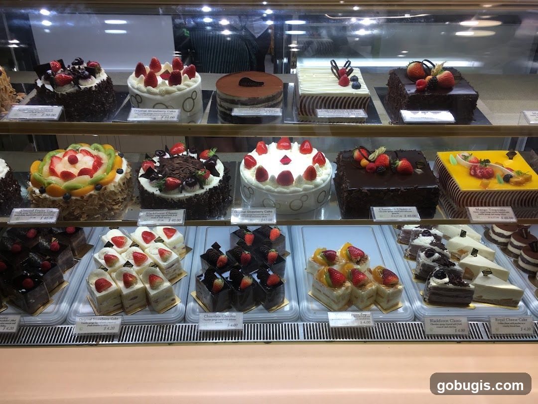 Cakes in a Display Case