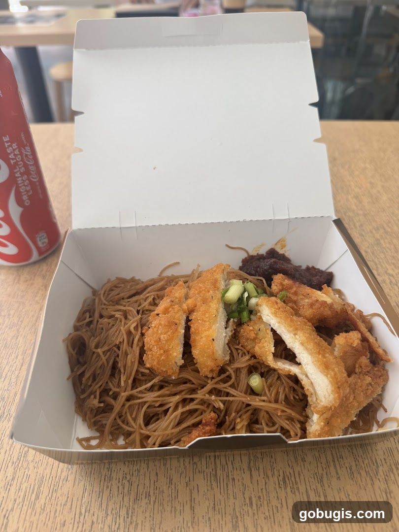 Takeaway Meal with Fried Chicken and Noodles