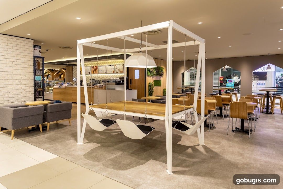Cafe Interior with Unique Seating