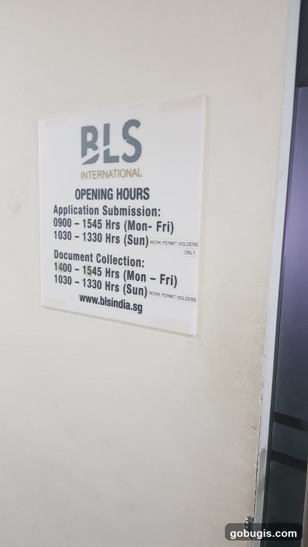 BLS International Opening Hours Sign