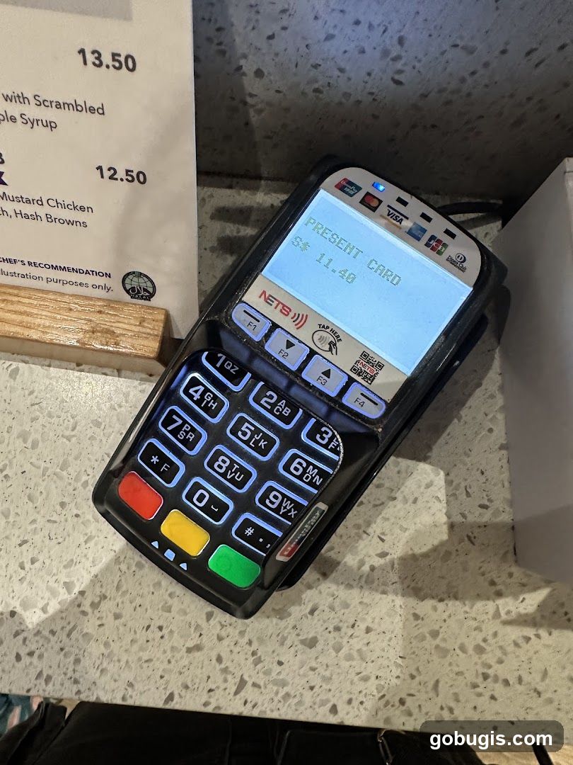 Payment Terminal and Menu Snippet