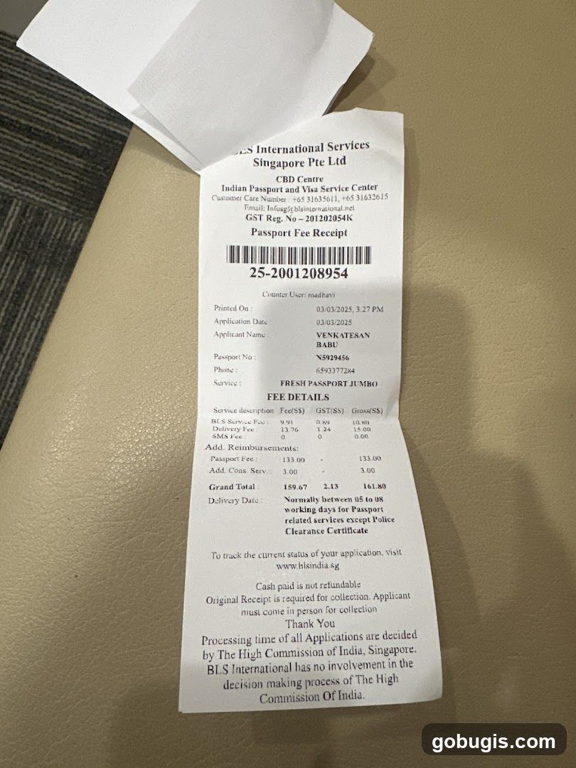 Passport Fee Receipt