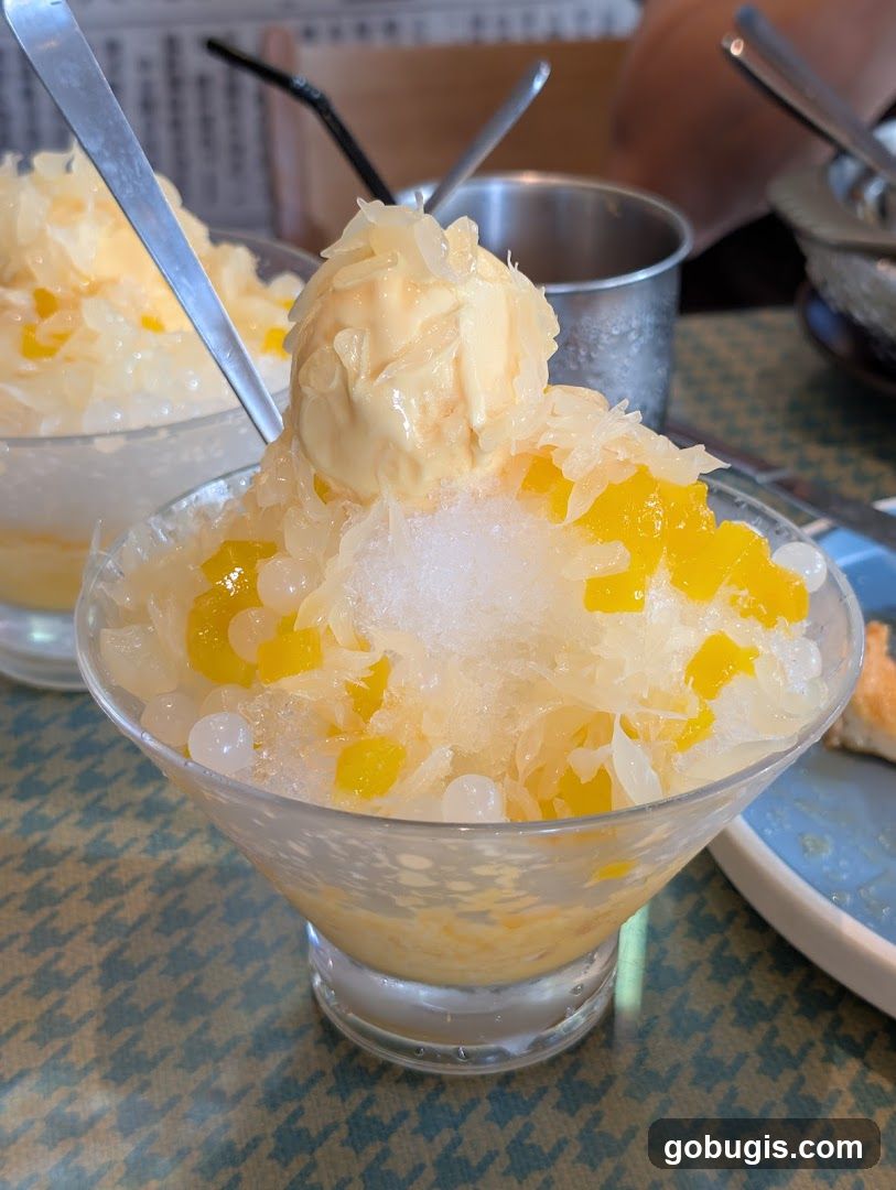 Mango shaved ice dessert