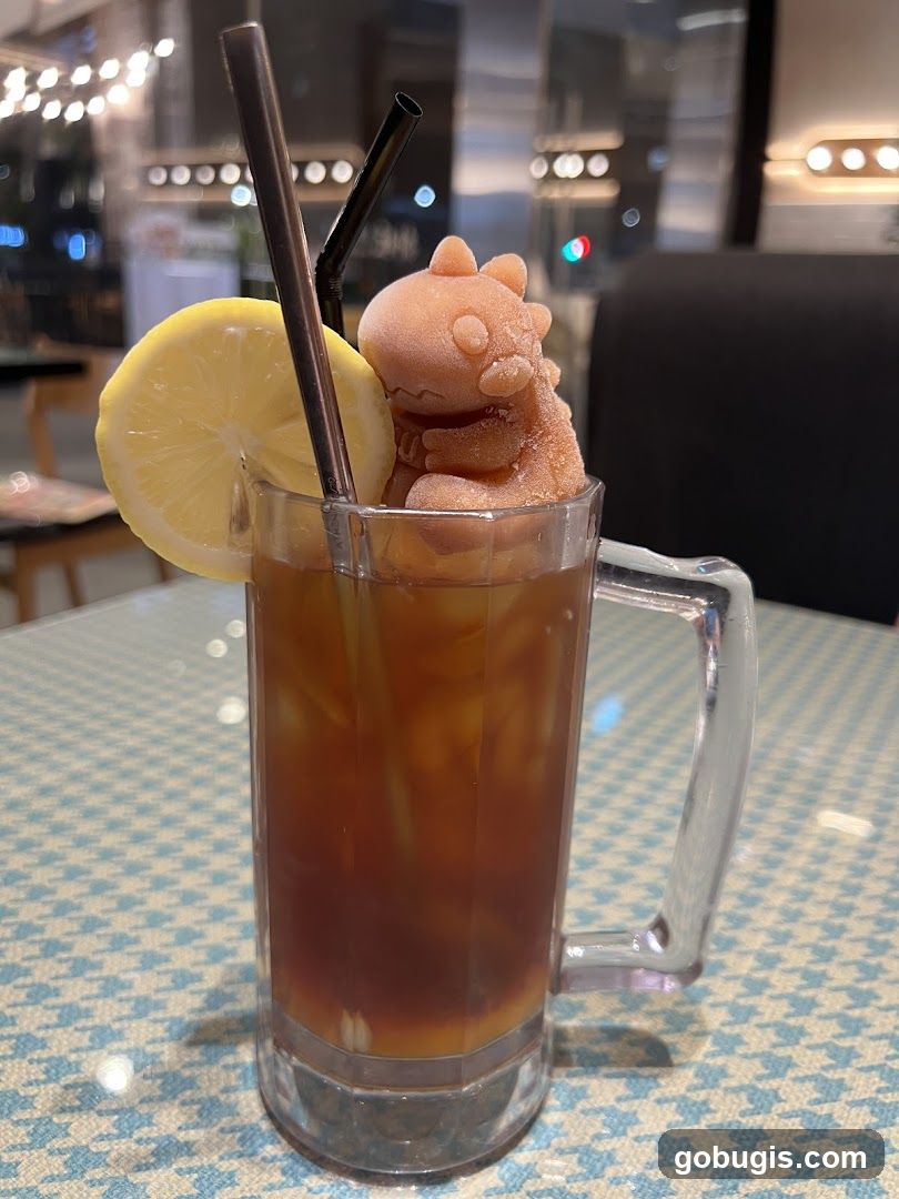 Iced Tea with Dinosaur Ice Cube