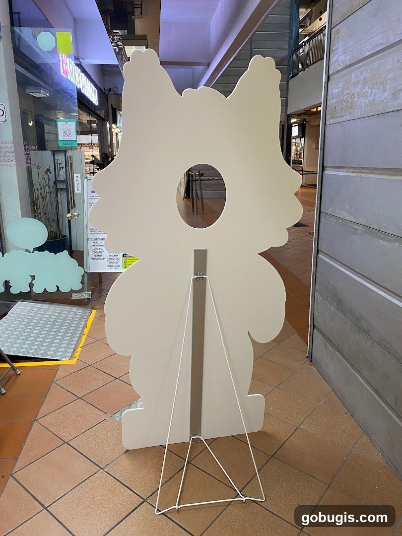 Cardboard cutout of a cartoon character