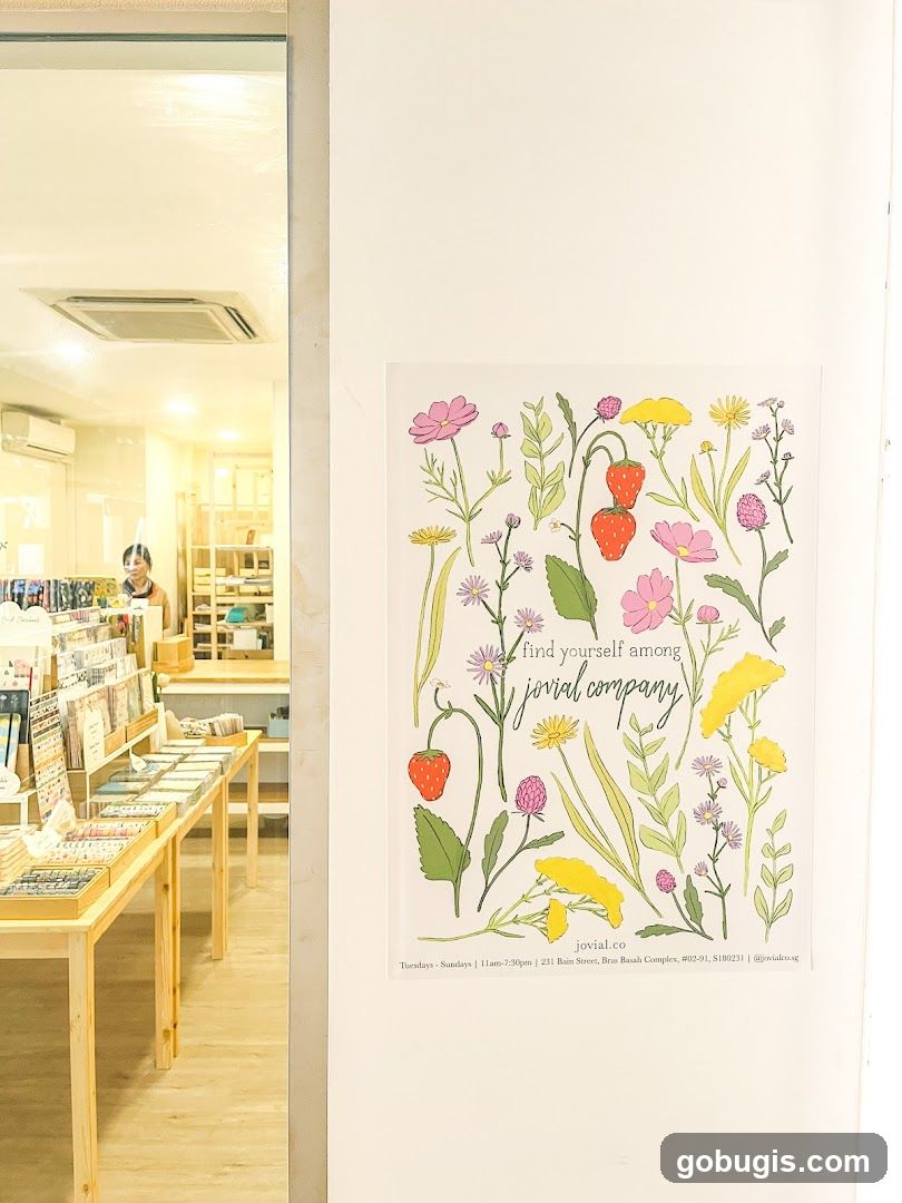 Poster with floral design and company information